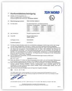 RUMED ATEX Zertifikat für Safety T-Linie DE